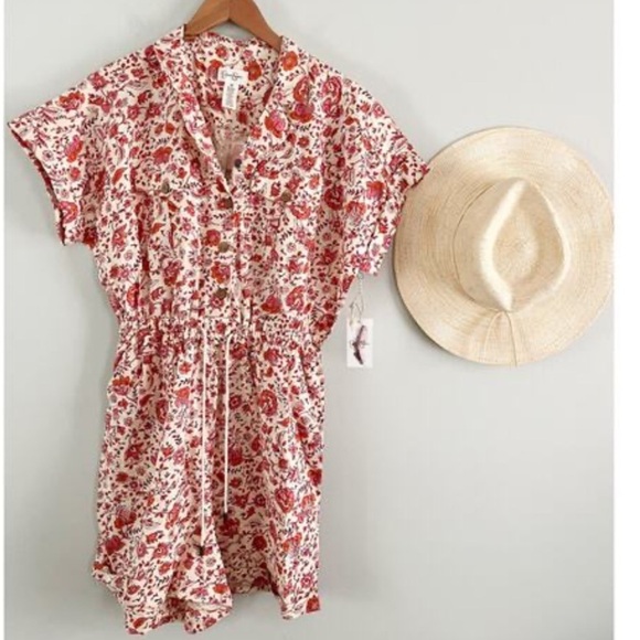 Floral Print Romper with Drawstring Waist​​​ - Picture 4 of 5